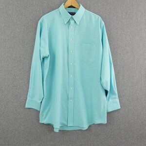 Stafford Essentials Oxford Shirt Aqua Blue Regular Fit 17 34/35 Cotton Blend